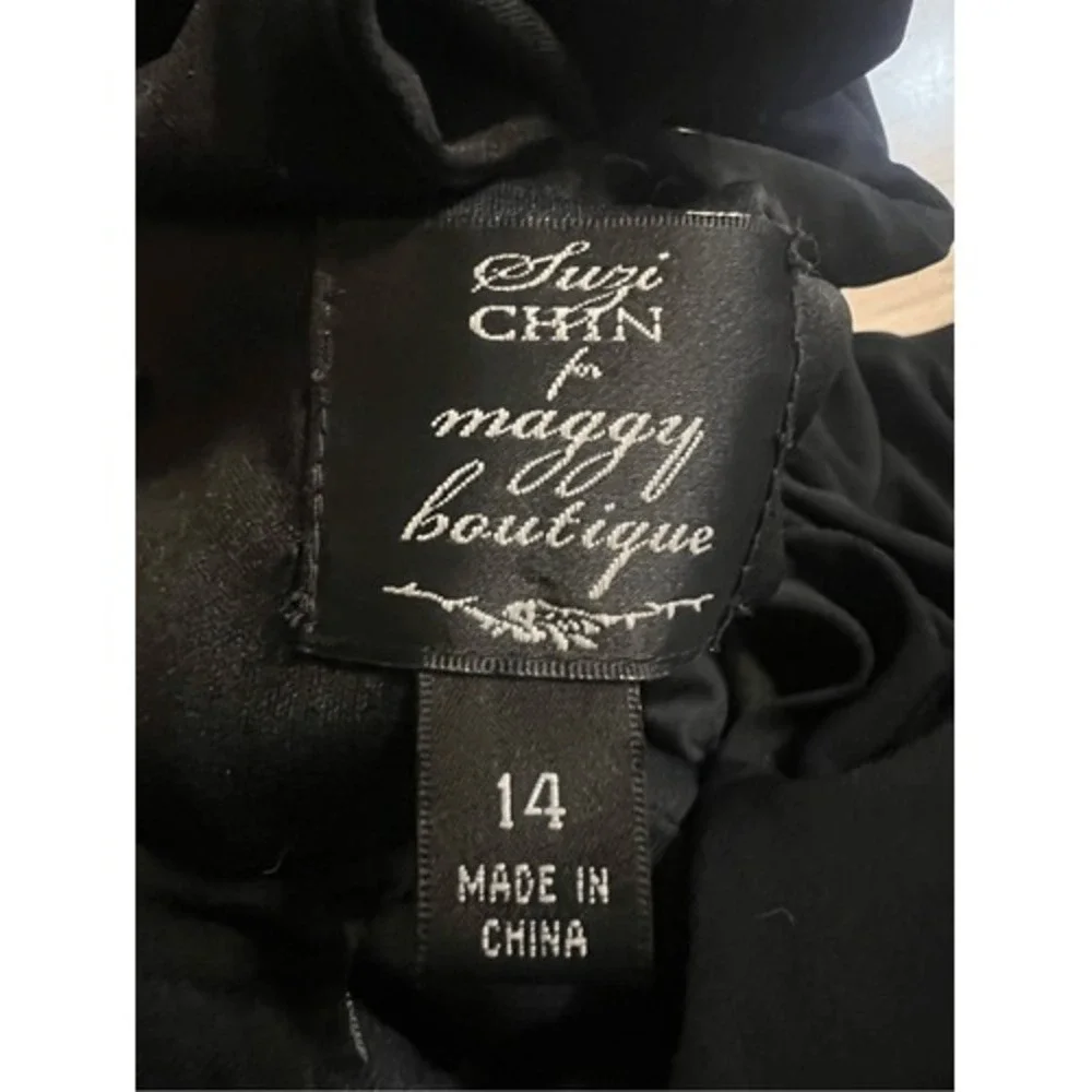 Suzi Chin Maggie Boutique Little Black Dress Sleeveless With Mock Halter Style N - Picture 5 of 6